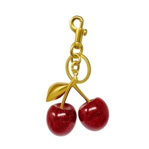 Cherry Keychain with Gold Accents